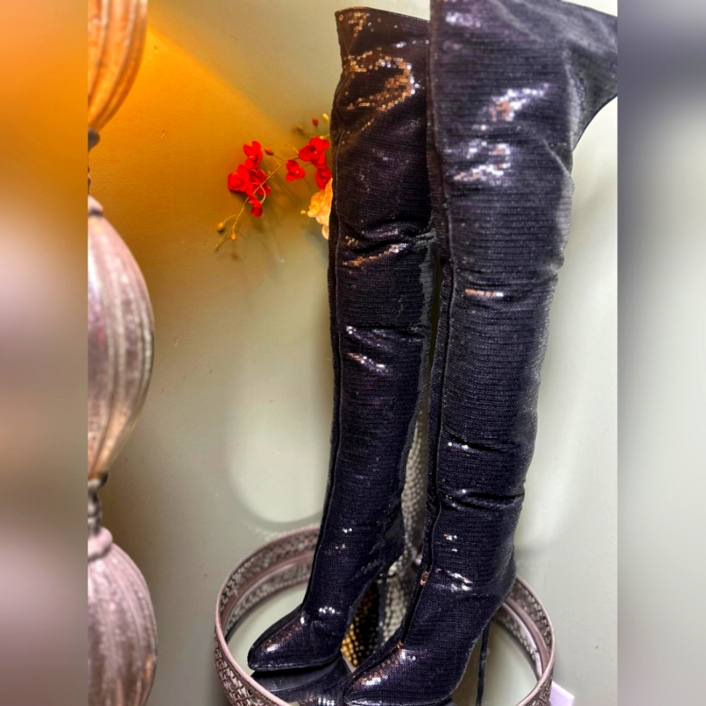 Truth or Dare Over The Knee Sequin Boots 8